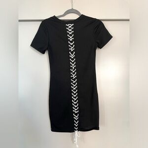 A'gaci Women's Summer Sleeveless Lace-Up Bodycon Mini Dress in Black